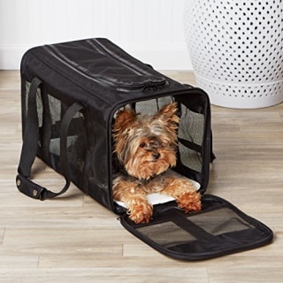 AmazonBasics Soft-Sided Mesh Pet Travel Carrier, Large (20 x 10 x 11 Inches), Black