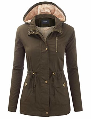 FASHION BOOMY Women's Zip Up Safari Military Anorak Jacket