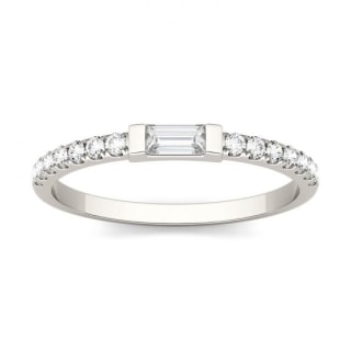 Charles &amp; Colvard Forever One Step Cut Baguette Moissanite Multi Stone Wedding Band