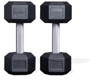 REP Fitness Rubber Hex Dumbbells