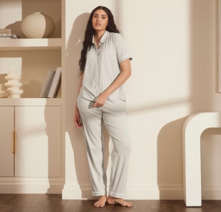 Boll &amp; Branch Soft Knit Short Sleeve &amp; Pants Pajama Set