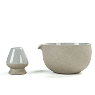 Teanagoo Japanese Natural Rock Texture Matcha Bowl and Whisk Holder