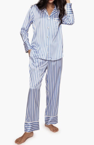 Petite Plume Stripe Mulberry Silk Pajamas