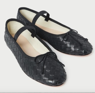 Loeffler Randall Leonie Black Leather Ballet Flat