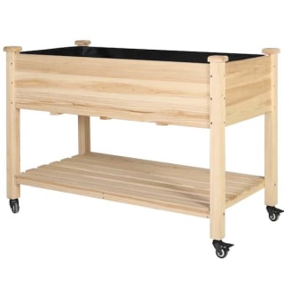 Veikous Wooden Raised Garden Bed with Lockable Wheels