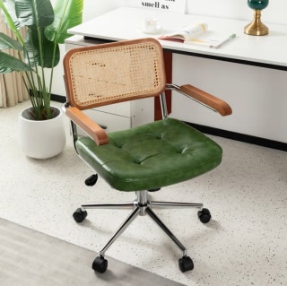 Carli Rattan Leather Office Chair