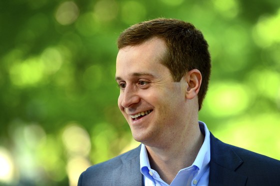 Ninth Congressional district Democratic candidate Dan McCready outside Eastover Elementary School in Charlotte, North Carolina on May 8, 2018.