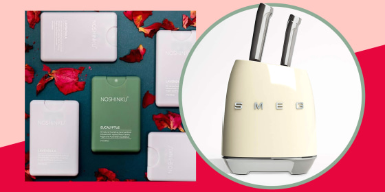 Noshinku sanitizer bouquet and Smeg knife set.