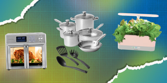 Illustration of pots, toaster oven and AeroGarden Harvest kit on sale for Black Friday at Macy's
