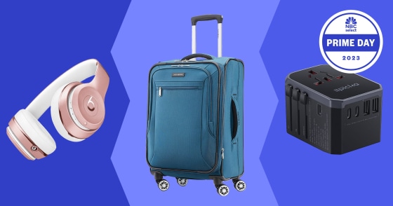 Adapter, headphones and luggage