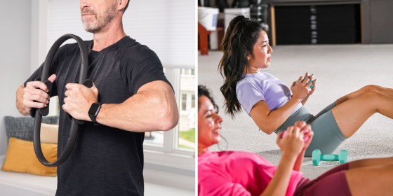 You can do mat and reformer Pilates classes at home or in a studio, and use equipment like weighted Pilates rings to challenge your body.