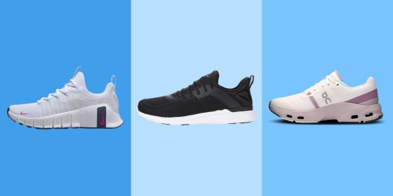 Training shoes are lightly cushioned, flat, firm sneakers that prioritize stability and help keep you grounded while exercising.
