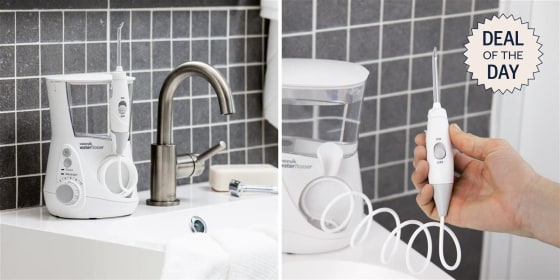 The Waterpik Aquarius includes seven tips and comes in four colors, including black, blue, grey and white.