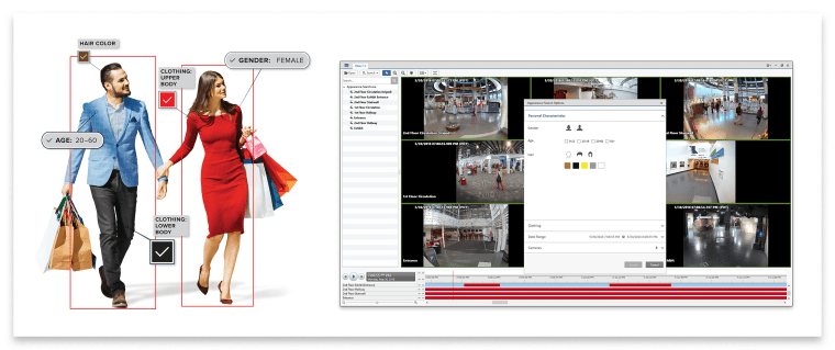Image: Avigilon Appearance Search technology allows users to search for a person by selecting physical descriptions, including hair and clothing color, gender, and age.
