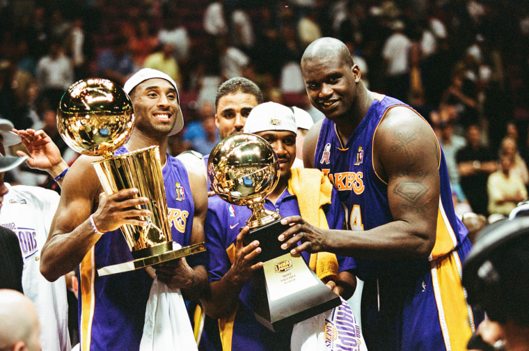 Image: Kobe Bryant, Lindsey Hunter and Shaquille O'Neal