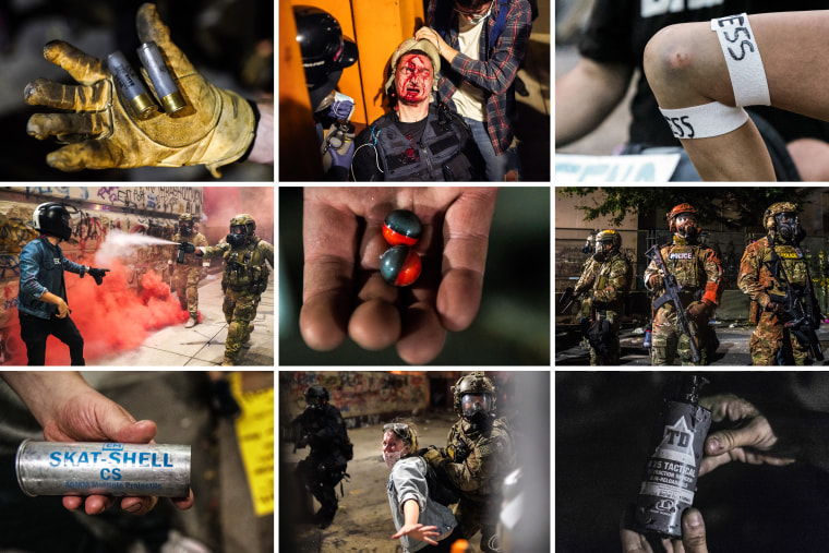 Compilation of images from the portland protests of 2020