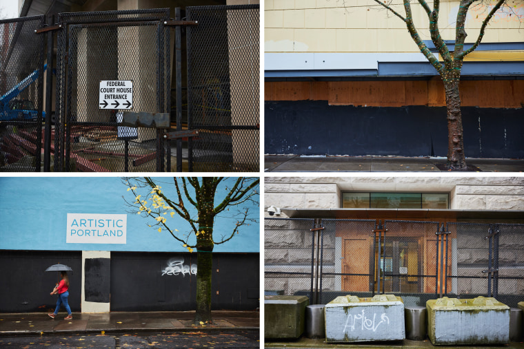 Construction in underway at the Mark O. Hatfield U.S. Courthouse in downtown Portland, Ore.