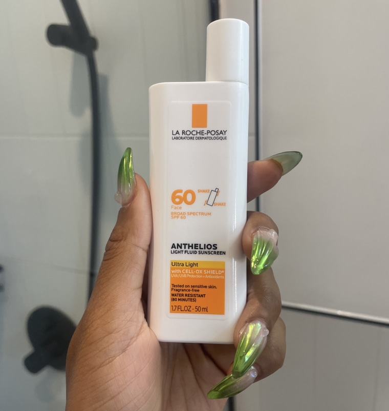 A bottle of La Roche-Posay’s Anthelios Light Fluid Facial Sunscreen SPF 60.