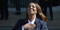 New York Attorney General Letitia James speaks outside the Walter E. Hoffman United States Courthouse following an arraignment hearing on Oct. 24, 2025 in Norfolk, Va.